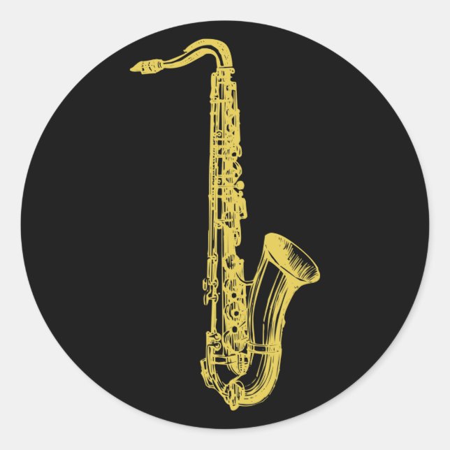 Pegatina Redonda Brass Sax (Anverso)