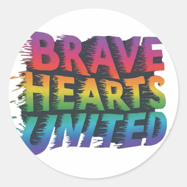 Pegatina Redonda Brave Hearts United (Anverso)