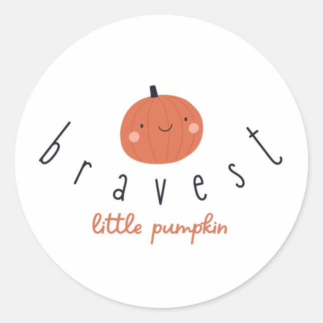 Pegatina Redonda bravest little pumpkin Stickers childhood cancer  (Anverso)