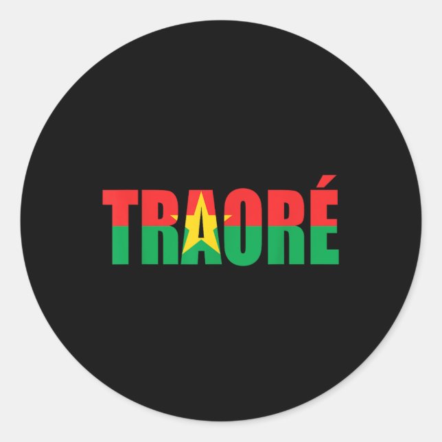 Pegatina Redonda ¡Bravo, Capitán Ibrahim Traore! Viva Burkina Faso (Anverso)