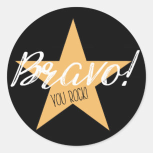 PEGATINA REDONDA "¡BRAVO! ¡ROCK!"