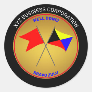 Pegatina Redonda Bravo Zulu Bien Hecho Empleado