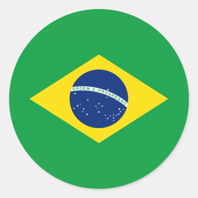 Pegatina Redonda Brazil Flag World Cup 2026 Football Brasil Soccer (Anverso)