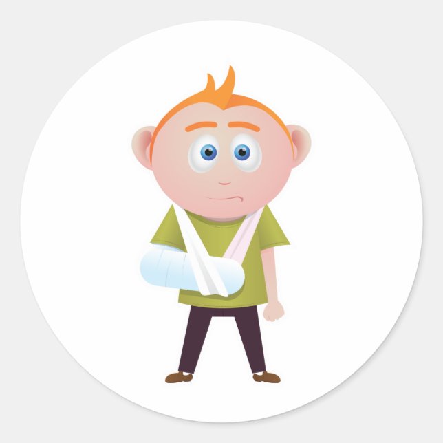 Pegatina Redonda Brazo roto (Anverso)