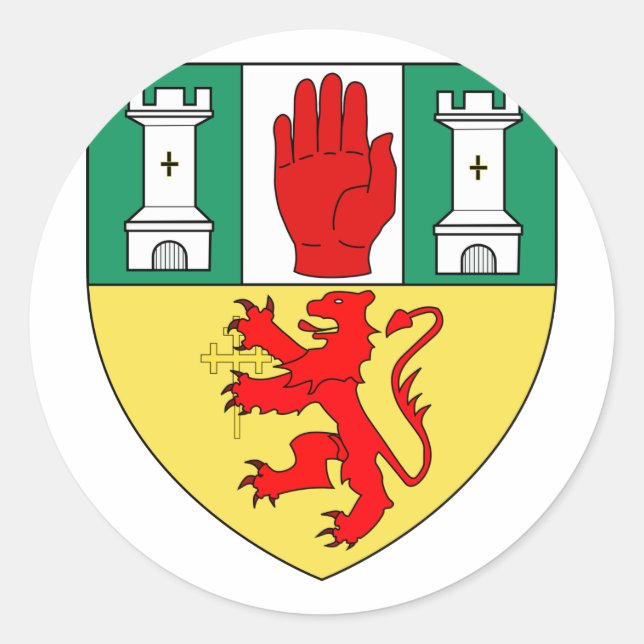 Pegatina Redonda Brazos de Antrim, Irlanda (Anverso)