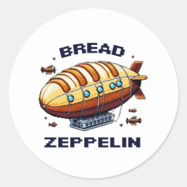 Pegatina Redonda Bread Zeppelin - Whimsical Airship Art