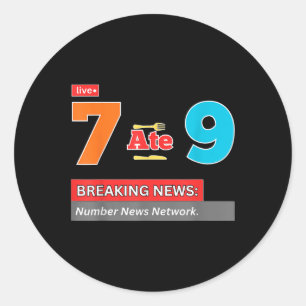 Pegatina Redonda Breaking News 7 Se Comió 9 Chiste De Matemáticas D