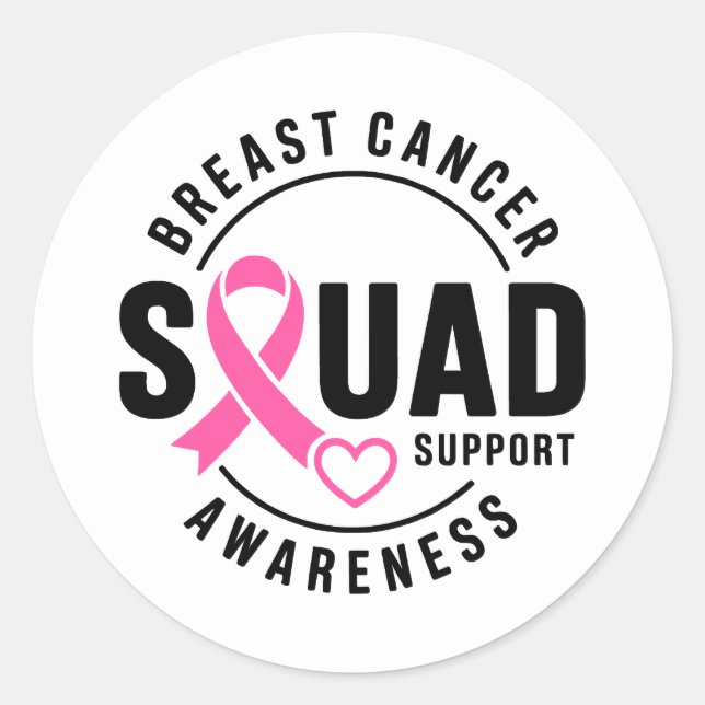 Pegatina Redonda Breast Cancer Awareness Squad Support (Anverso)