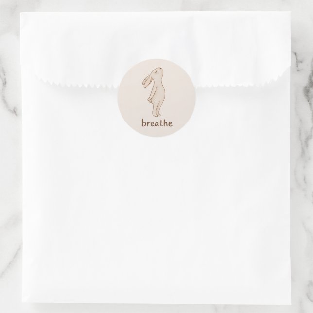 Pegatina redonda Breathe Bunny (Bolso)