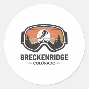 Pegatina Redonda Breckenridge Colorado Estación de Esquí Retro Ski