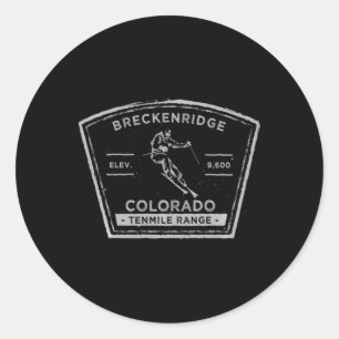Pegatina Redonda Breckenridge Colorado Manga Larga Esquí de Nieve 