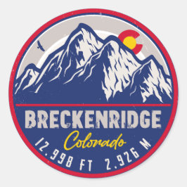 Pegatina Redonda Breckenridge Colorado Ski Sening Mountain Souvenir
