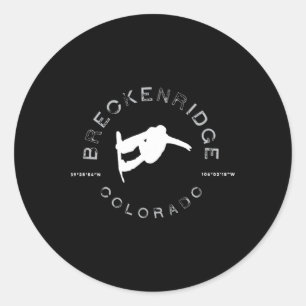 Pegatina Redonda Breckenridge Colorado Vintage Gráfica Snowboard