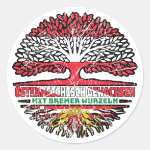 Pegatina Redonda Bremen Bremer Österreichisch Österreich Baum