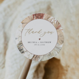 Pegatina Redonda BRENNA Bohemia Terracotta Dry Palm Boho Round