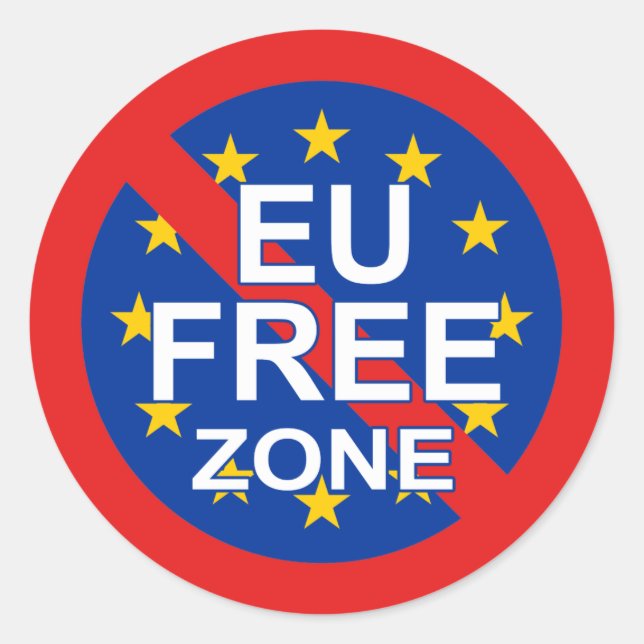 Pegatina Redonda Brexit: partidarios de abandonar la UE, zona libre (Anverso)
