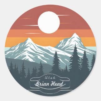 Pegatina Redonda Brian Head Utah Mountain Sunset Stickers – Set of