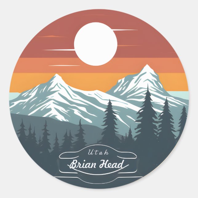 Pegatina Redonda Brian Head Utah Mountain Sunset Stickers – Set of  (Anverso)