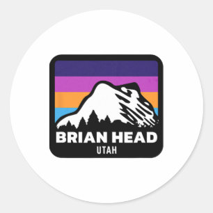 Pegatina Redonda Brian Head Utah Skip Snowboard Family Ski Tri