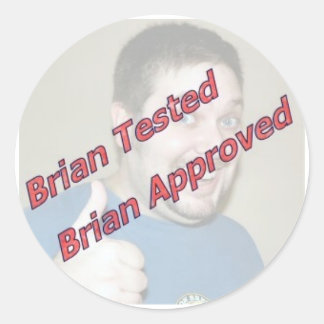 Pegatina Redonda Brian Tested, Brian Aprobado