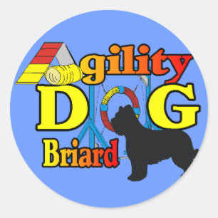 Pegatina Redonda Briard Agility Camisetas Regalos