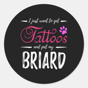 Pegatina Redonda Briard Dog Lover Tattoo Divertida Perra Mamá Regal