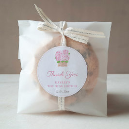 Pegatina Redonda Bridal Bridal Floral Girly Rosa Gracias Por Favor