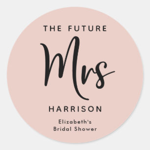 Pegatina Redonda Bridal Shower Future Sra. Rubor Pink