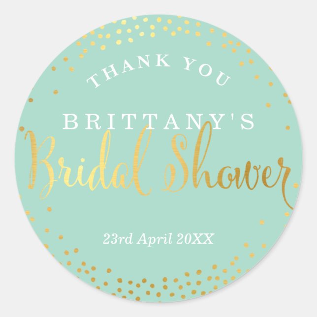 Pegatina Redonda BRIDAL SHOWER SEAL elegante mini-fábrica de confet (Anverso)