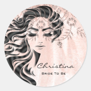 Pegatina Redonda Bridal Shower Sweet 16t Lash Makeup Princess Royal