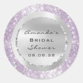 Pegatina Redonda Bridal Shower Sweet 16th Purple Spark Purpurina Gr