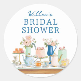 Pegatina Redonda Bridal Shower Tea Party Stickers