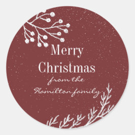 Pegatina Redonda Bridas De Chalk Snowy Color Editable