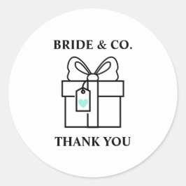 Pegatina Redonda Bride & Co. Bridal Shower Turquoise