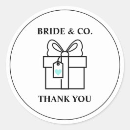 Pegatina Redonda Bride & Co. Bridal Shower Turquoise