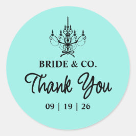 Pegatina Redonda Bride & Co. Bridal Shower Turquoise