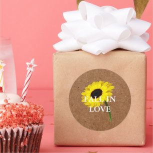 Pegatina Redonda Bride Co Rustic Bride Sunflower Shower Fiesta