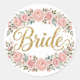 Pegatina Redonda Bride Floral Watercolor Sticker
