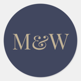 Pegatina Redonda Bride Groom Gold Initials