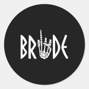 Pegatina Redonda Bride Groom Skeleton Boda gótico Engagement Hal