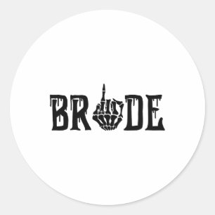 Pegatina Redonda Bride Groom Skeleton Hand Halloween Boda Bachel
