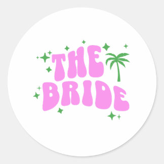 Pegatina Redonda bride palm springs bachelorette party retro pink