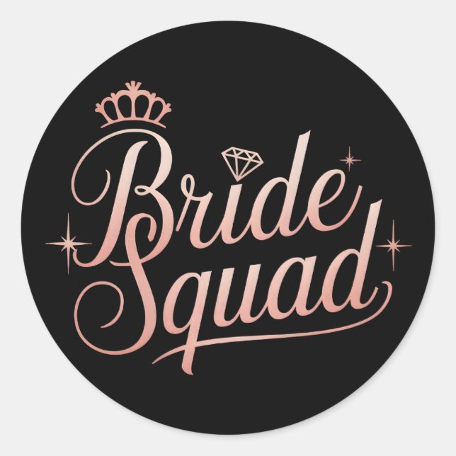 Pegatina Redonda Bride Squad Bachelorette Bridesmaid (Anverso)