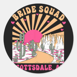 Pegatina Redonda Bride Squad Scottsdale Desert Disco Bachelorette P
