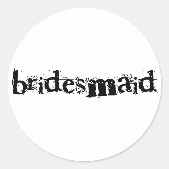 Pegatina Redonda Bridesmaid Black Text (Anverso)