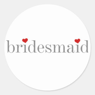 Pegatina Redonda Bridesmaid de texto gris