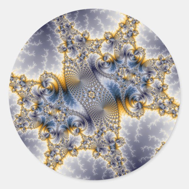 Pegatina Redonda Bridge Network - Arte Fractal Mandelbrot (Anverso)
