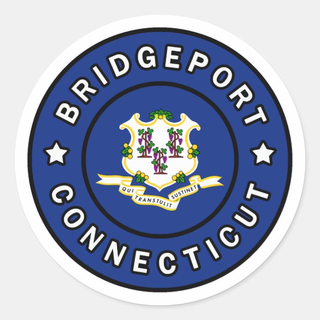 Pegatina Redonda Bridgeport Connecticut (Anverso)