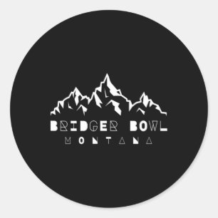 Pegatina Redonda Bridger Bowl Bozeman Montana Montaña Y Esquí Invie