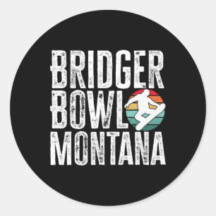 Pegatina Redonda Bridger Bowl Montana Snowboard Snowboard Snowbo